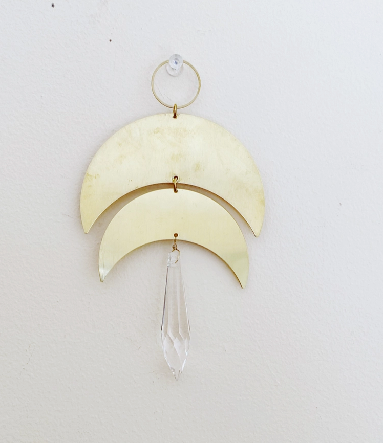 Suncatcher Brass Double Crescent Mini Sun Catcher Ohana Shop Kauai