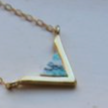 Gold Triangle Geometric Necklace-Marble