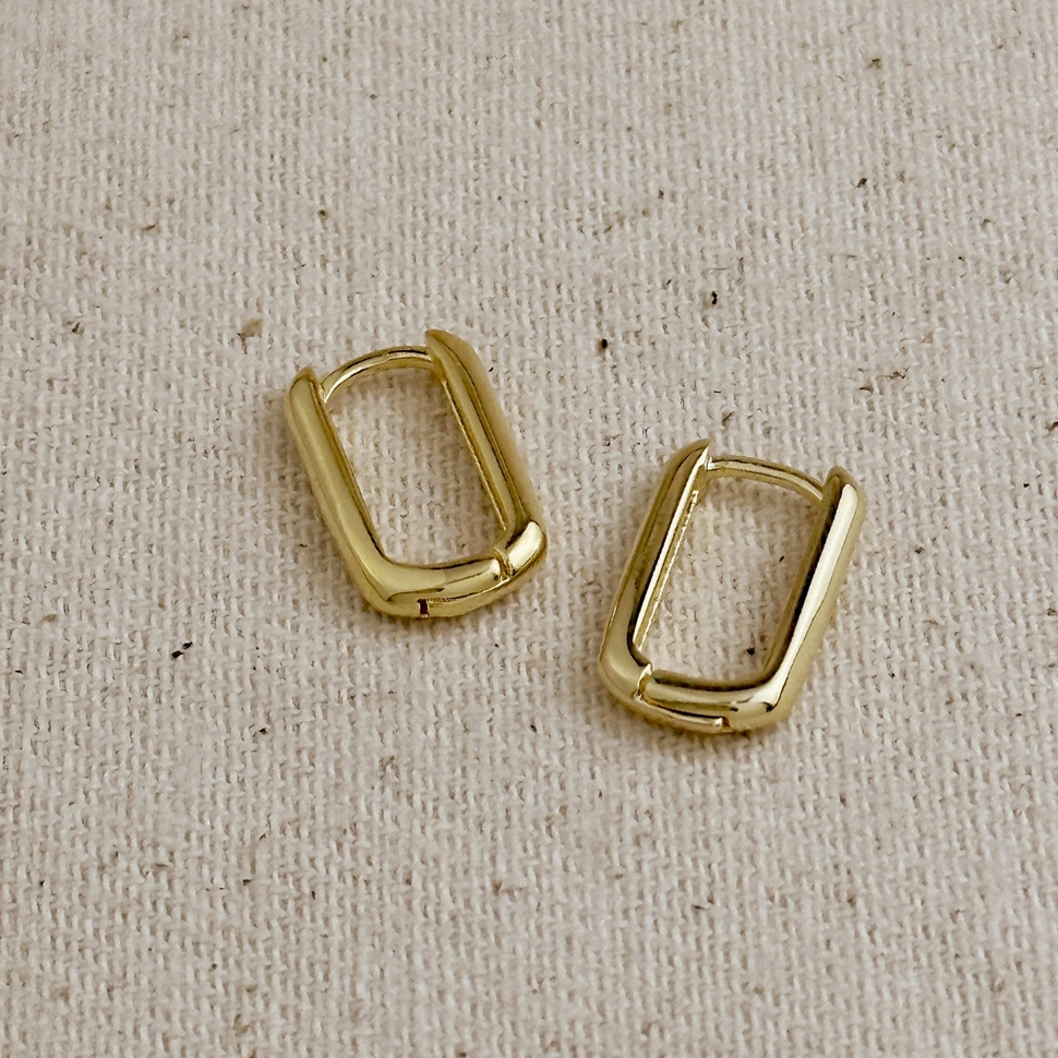 18k Gold Filled Oblong Hoop Earrings