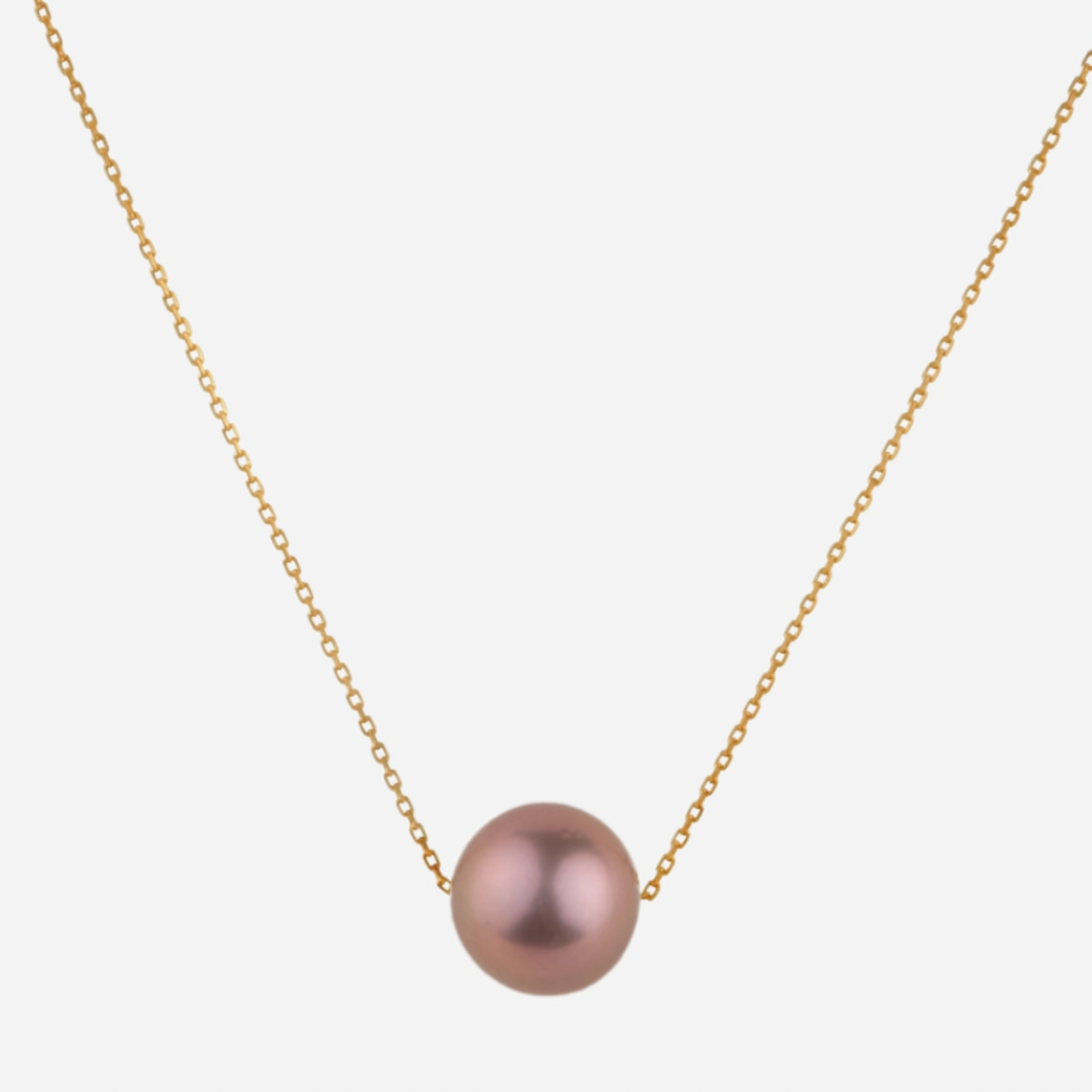 Floating Aaa Pink Pearl Necklace