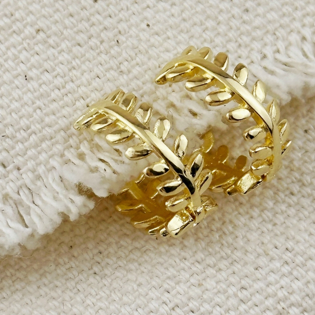 18k Gold Filled Leaf Clicker Earrings