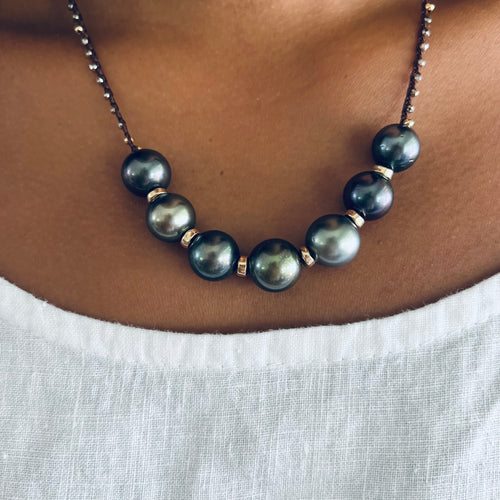 7 Pearl w/Pyrite Necklace #20