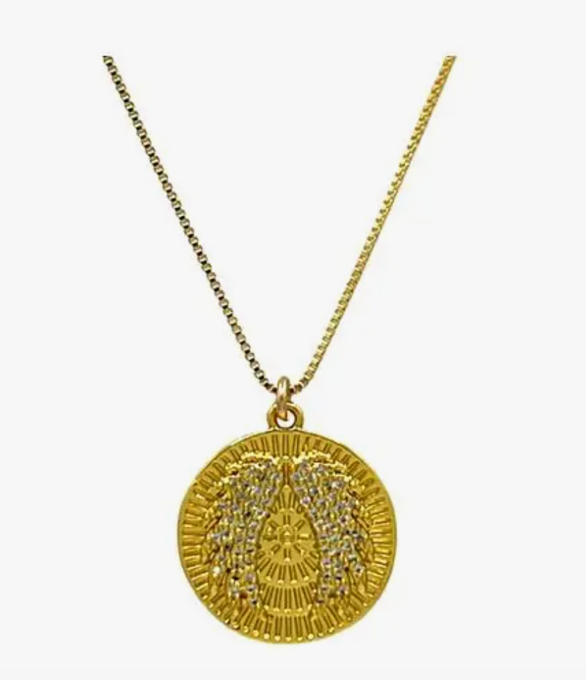 Angel Wing With CZ on 18kt Gold Fill Chain Necklace