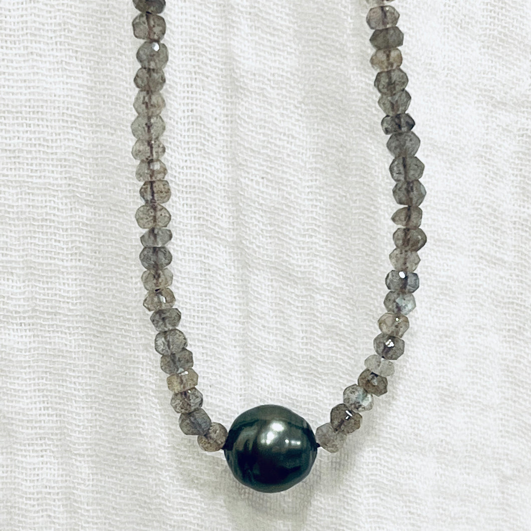 Mystic Rose Gems/Tahitian Pearl Neckalce