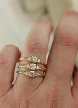 Triple Diamond Solid 14kt Gold Ring