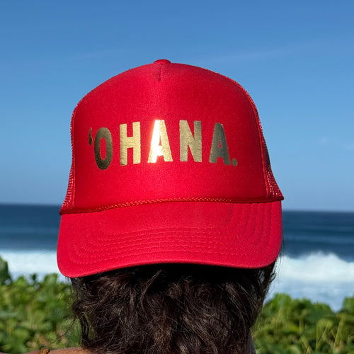 ‘OHANA. Hat Red & Gold