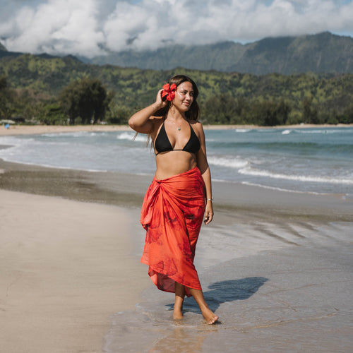 Hibiscus-Red- OHANA BRAND Pareu