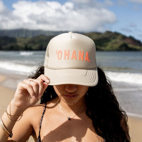 'OHANA HAT: Khaki/Neon