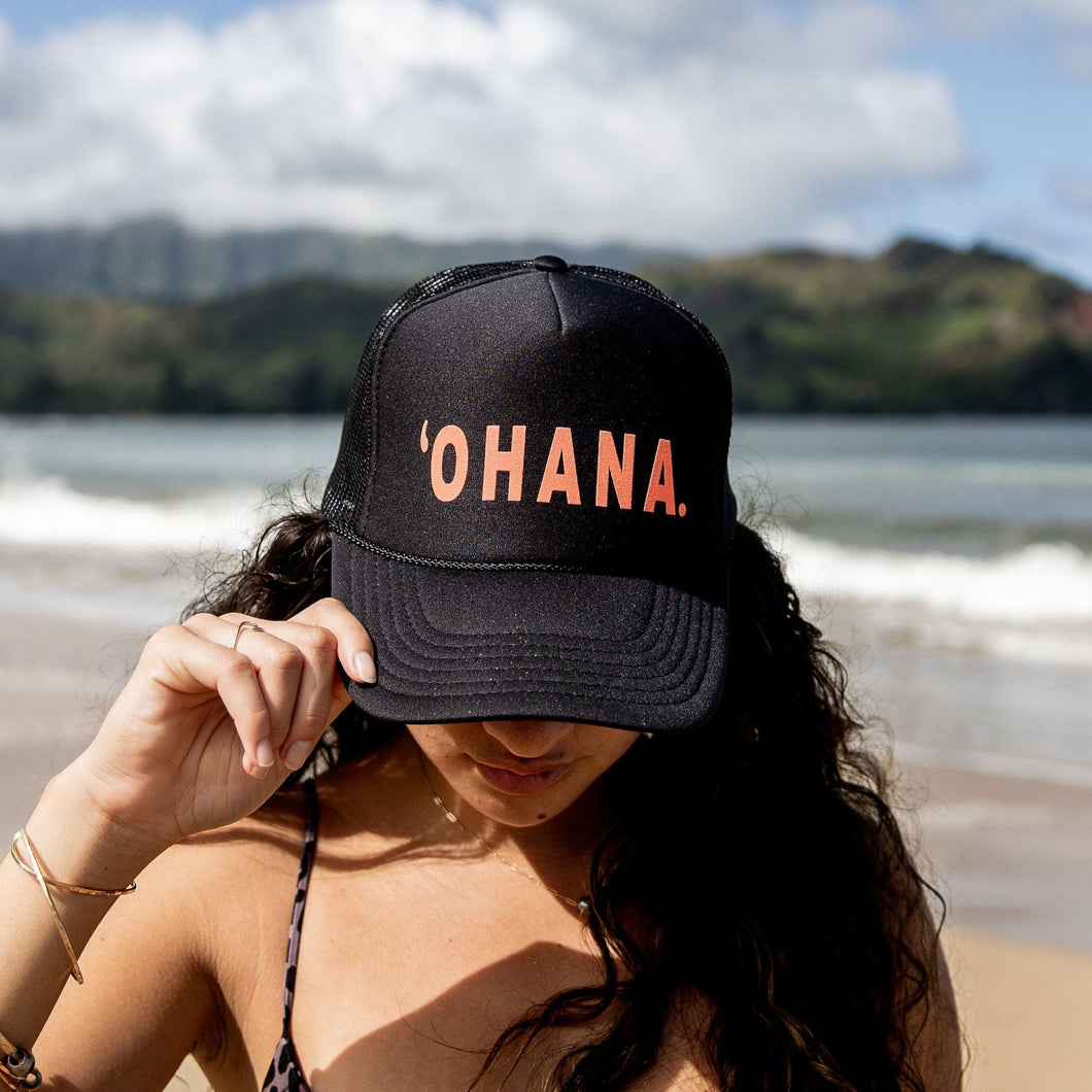 'OHANA HAT: Black/Neon