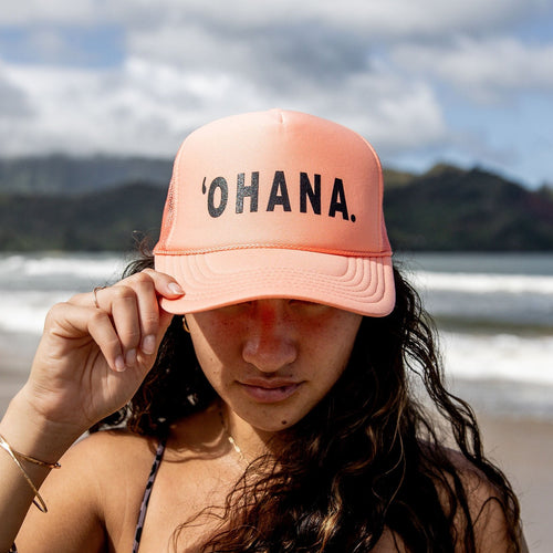 'OHANA HAT: Coral/Black