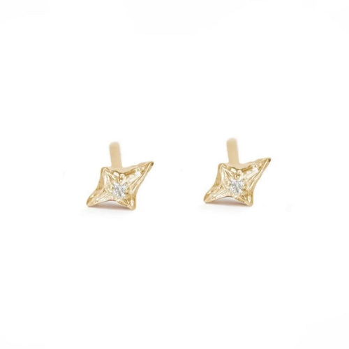 Solid Gold Diamond North Star Diamond Earrings