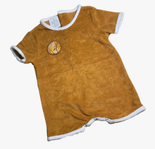 Terry Romper - Teddy Brown, Aloha Smiley Patch