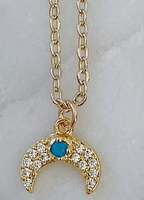 Crystal and Turquoise Crescent Moon