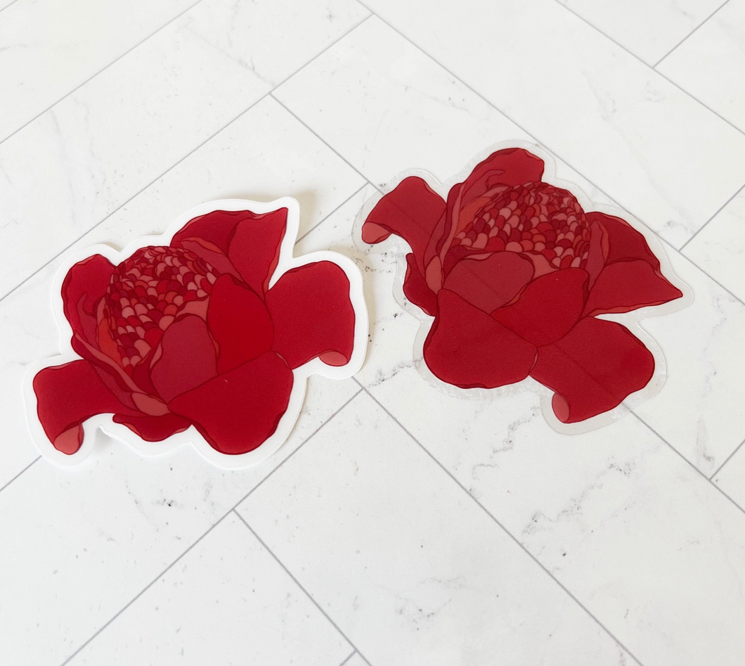 Red Torch Ginger Clear Vinyl Sticker