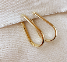 18k Gold Filled Long Drop Shaped Hoop Earrings