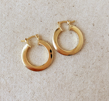 18k Gold Filled Flat Hoop Earrings