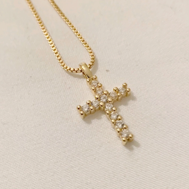 Hold Me Now Gold Cz Cross Necklace