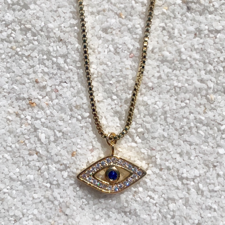 Rhiannon Evil Eye Gold Filled Necklace