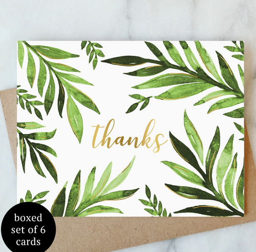 Leaf Thanks Greeting Card - Box Set of 6 | Thank You