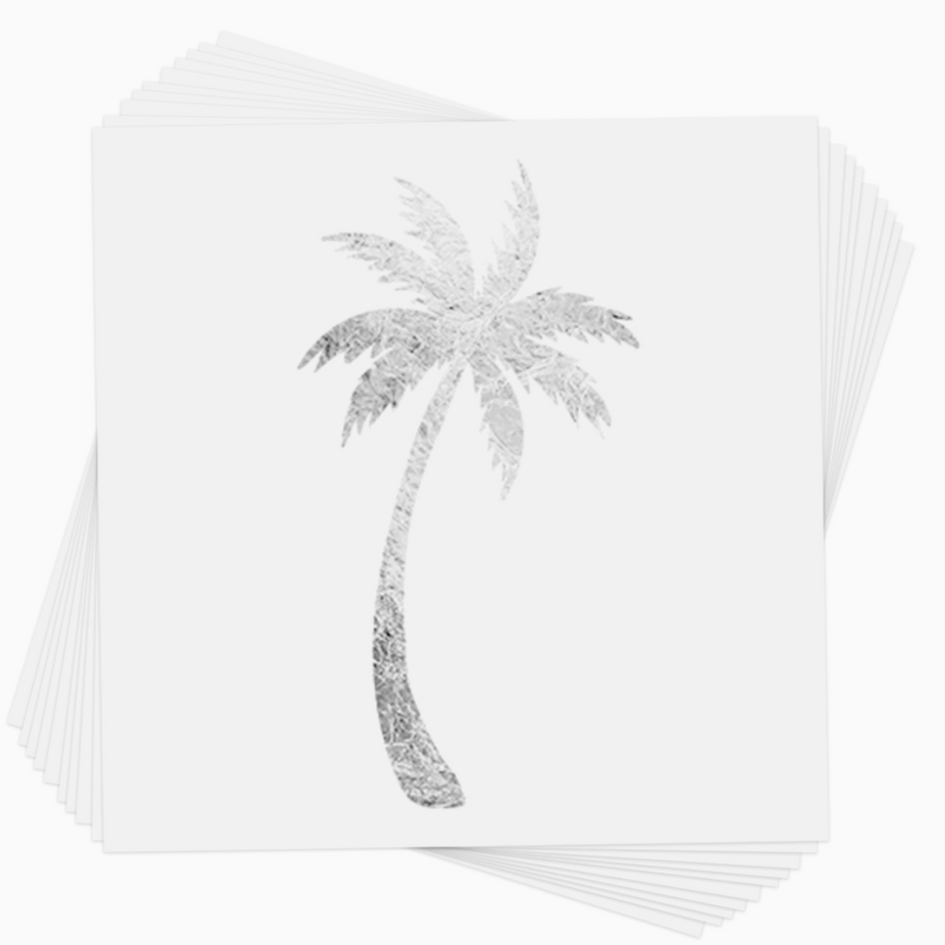 Palm Tree Silver Beach Temporary Tattoo