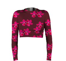 CROPPED RASH GUARD- Bright Pink Orchid