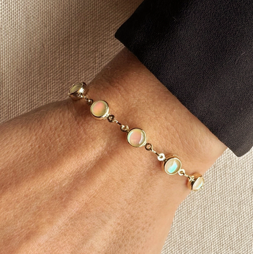 18k Gold Filled Rounded Opal Bracelet