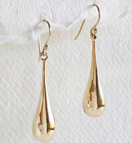 Brass Droplet Teardrop Tear Handing Dangle Earrings