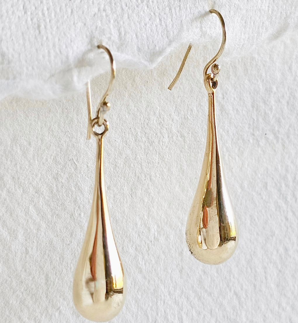 Brass Droplet Teardrop Tear Handing Dangle Earrings