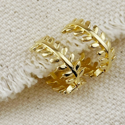 18k Gold Filled Leaf Clicker Earrings