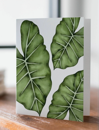 Watercolor Elephant Ear Plant Greeting Card with Envelope