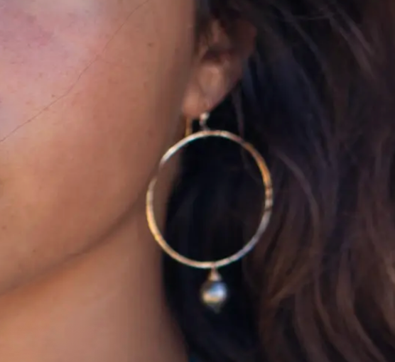 Tahitian Pearl Circle Kite Earrings