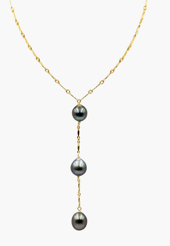 Triple Pearl Y Necklace
