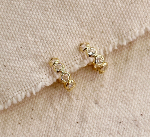 Bezel Cz C- Hoop Earrings