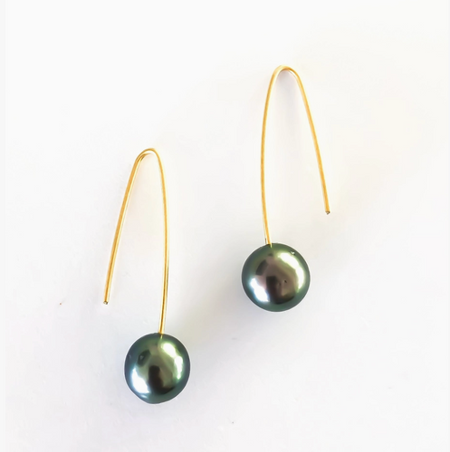 Tahitian Pearl Arc Earrings