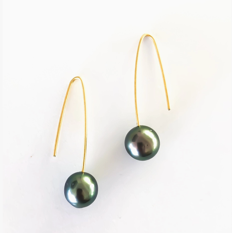 Tahitian Pearl Arc Earrings