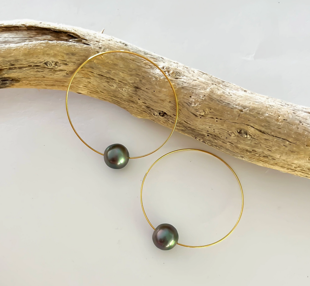 Tahitian Pearl Hoop Earring