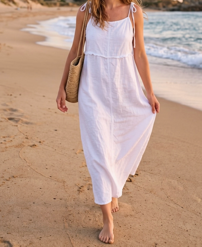 NO'I Hau'oli Strappy Linen Dress