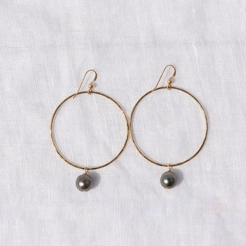 Tahitian Pearl Circle Kite Earrings