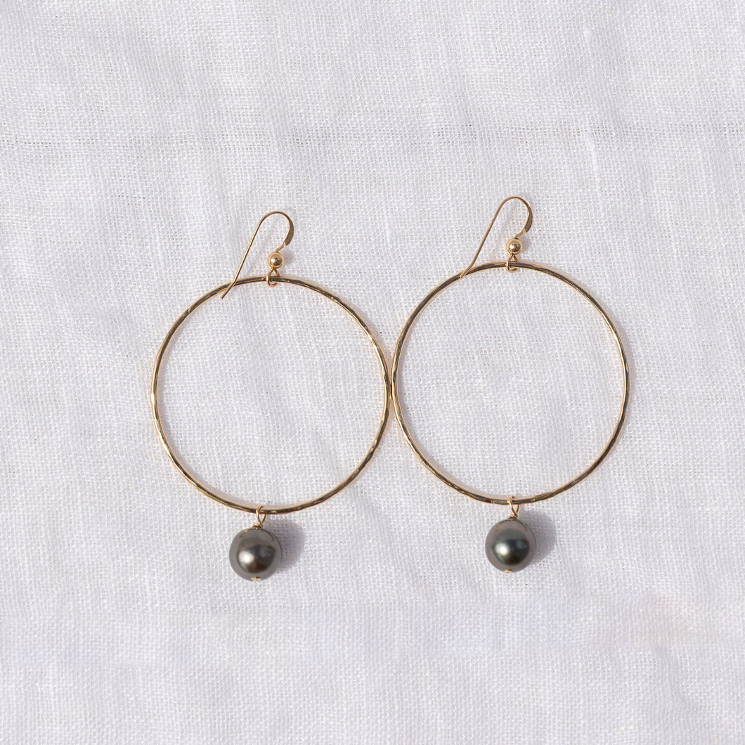 Tahitian Pearl Circle Kite Earrings