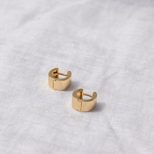 Gold Chunky Flat Mini Hoops