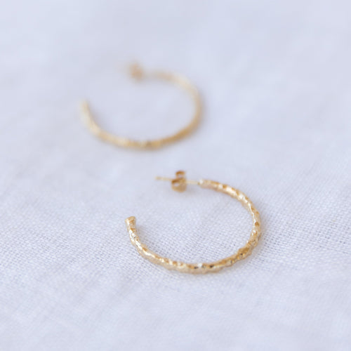 Solid Hammered 14kt Gold Hoops