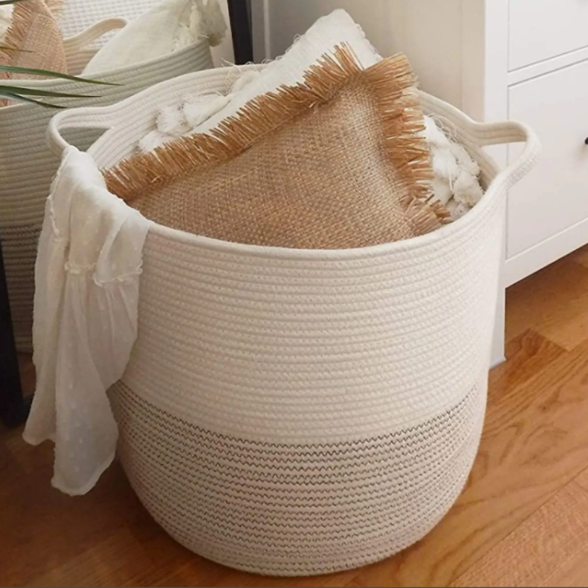 Large Cotton Rope Woven Storage Basket - 18” x 16”