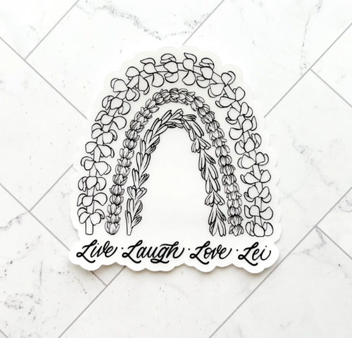 Lei-Bow Live Laugh Love Lei Sticker