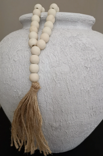 Boho natural beads with tassle small