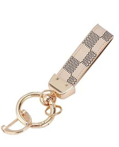 Plaid Pattern Strap Charm Keychain