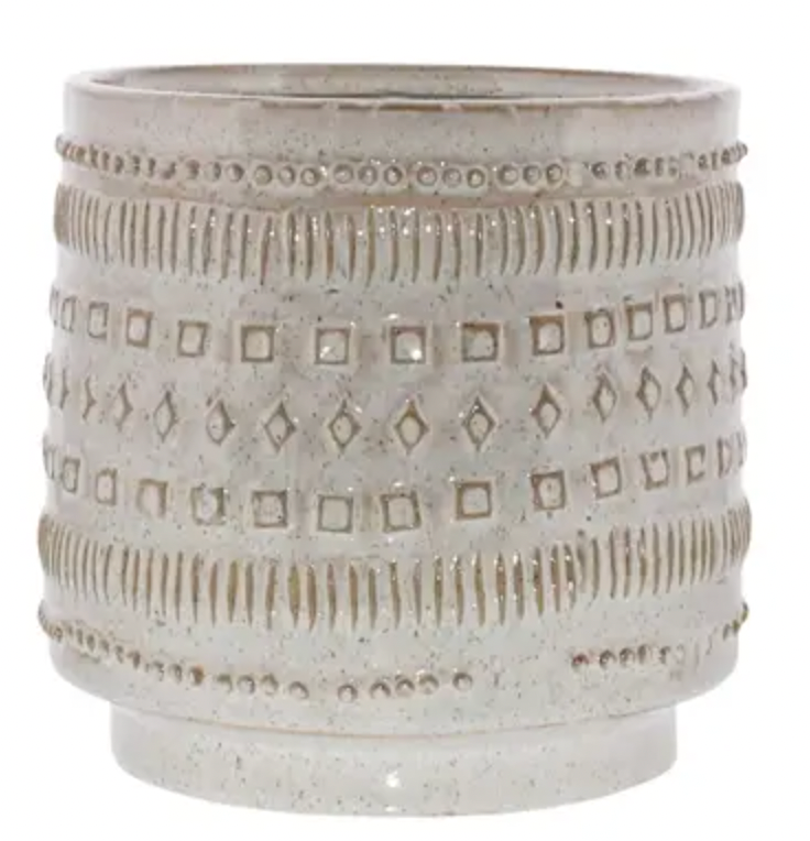 Peru Cachepot, Ceramic - Sm - White