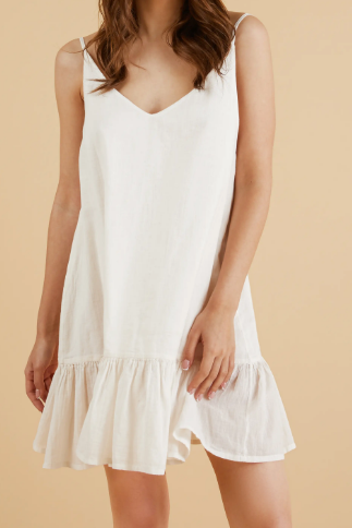 Liv Mini Ruffle Dress - Natural