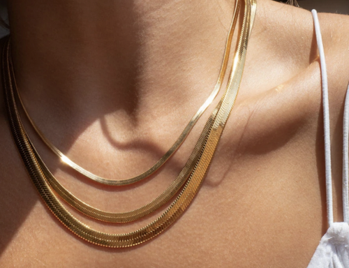 Gold-filled Herringbone Midi Necklace