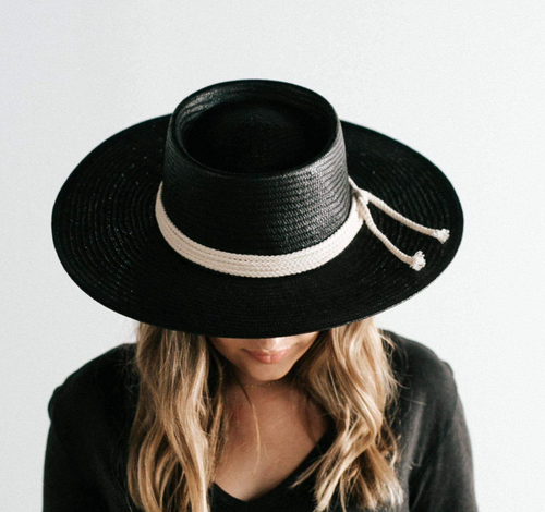 BRE STRAW PORK PIE - BLACK