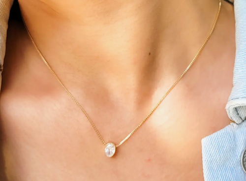 Cz Oval Pendant Jewelry Set
